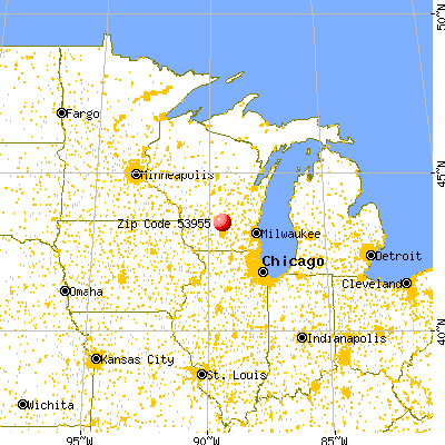 Lake Wisconsin, WI (53955) map from a distance