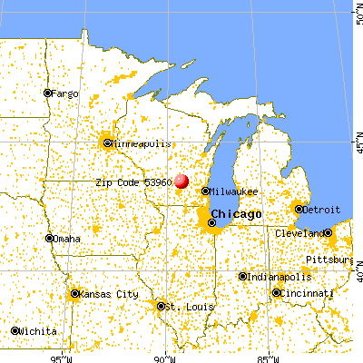 Doylestown, WI (53960) map from a distance