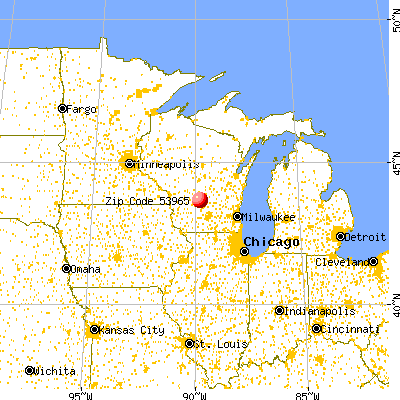 Wisconsin Dells, WI (53965) map from a distance