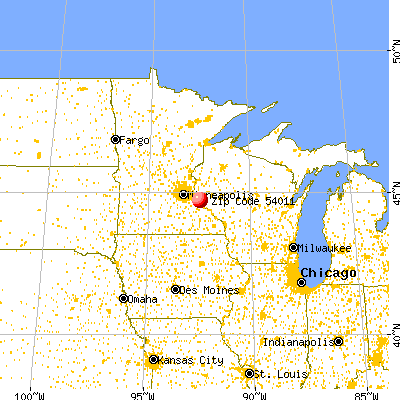 Ellsworth, WI (54011) map from a distance