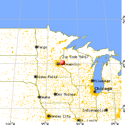 New Richmond, WI (54017) map from a distance