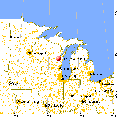 Kimberly, WI (54136) map from a distance