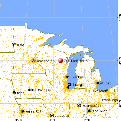 Zoar, WI (54150) map from a distance