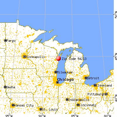 Forestville, WI (54213) map from a distance