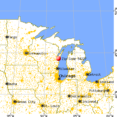 Maribel, WI (54227) map from a distance