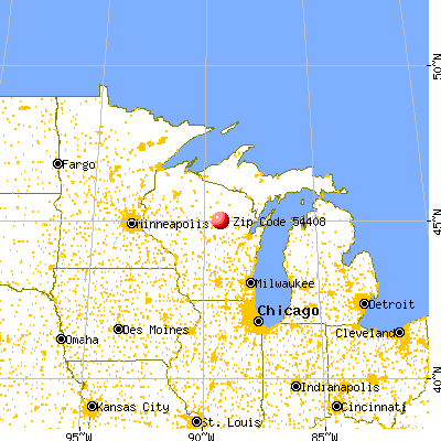 Aniwa, WI (54408) map from a distance