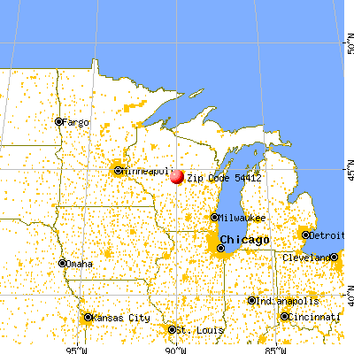 Auburndale, WI (54412) map from a distance