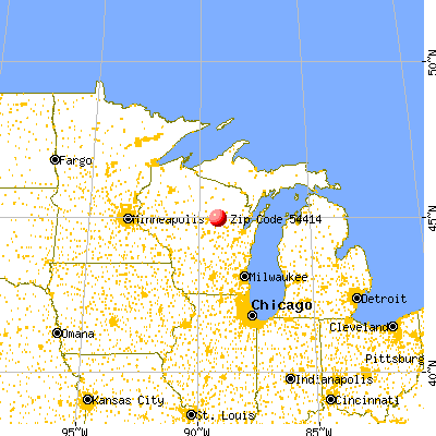 Birnamwood, WI (54414) map from a distance