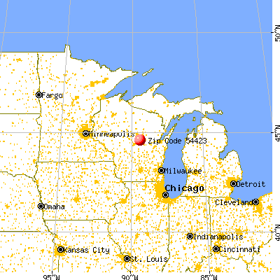 Polonia, WI (54423) map from a distance