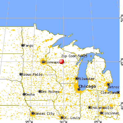 Dorchester, WI (54425) map from a distance