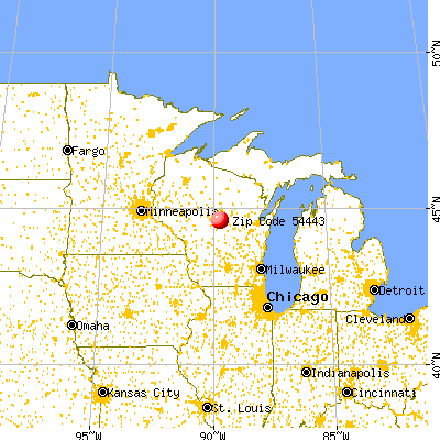 Junction City, WI (54443) map from a distance