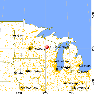 Merrill, WI (54452) map from a distance