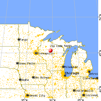 Rib Lake, WI (54490) map from a distance