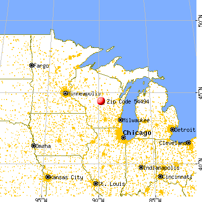 Wisconsin Rapids, WI (54494) map from a distance