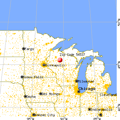 Kennan, WI (54537) map from a distance