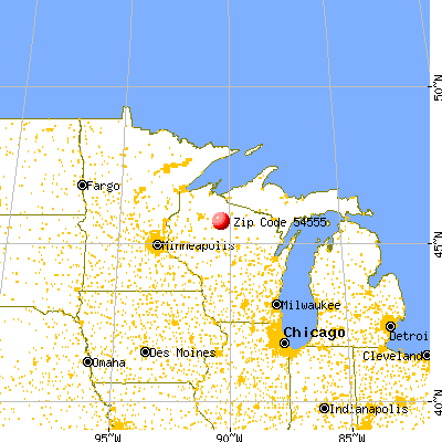 Phillips, WI (54555) map from a distance