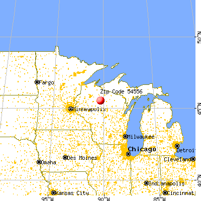 Prentice, WI (54556) map from a distance