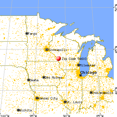 La Crosse, WI (54603) map from a distance