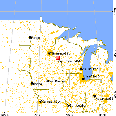 Alma, WI (54610) map from a distance