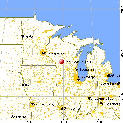 Camp Douglas, WI (54618) map from a distance