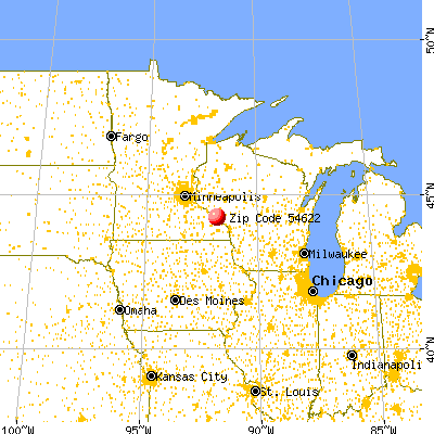 Buffalo City, WI (54622) map from a distance