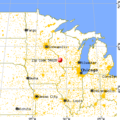 Ferryville, WI (54628) map from a distance