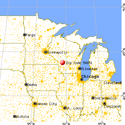 Ontario, WI (54651) map from a distance