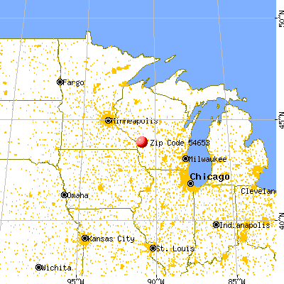 Rockland, WI (54653) map from a distance