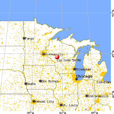 Humbird, WI (54746) map from a distance