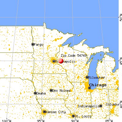 Knapp, WI (54749) map from a distance