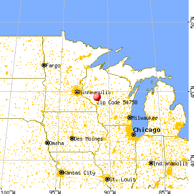 Osseo, WI (54758) map from a distance