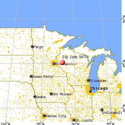 Wheeler, WI (54772) map from a distance