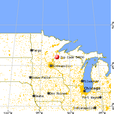 Danbury, WI (54830) map from a distance