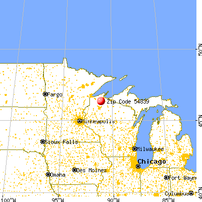 Grand View, WI (54839) map from a distance