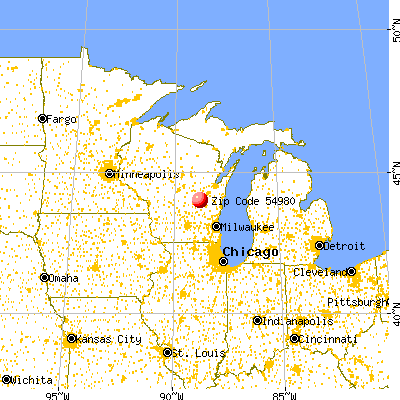 Waukau, WI (54980) map from a distance