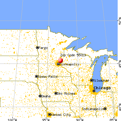 Chisago City, MN (55013) map from a distance