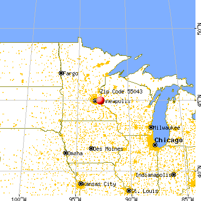 Lakeland, MN (55043) map from a distance