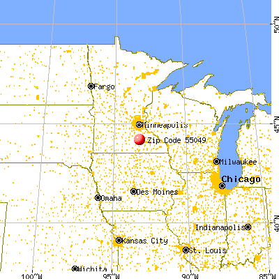 Medford, MN (55049) map from a distance