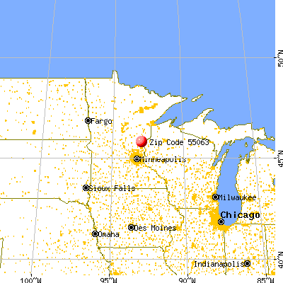 Rock Creek, MN (55063) map from a distance