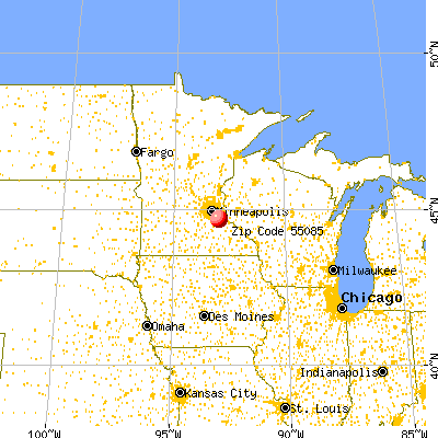 Vermillion, MN (55085) map from a distance