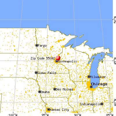 Wyoming, MN (55092) map from a distance