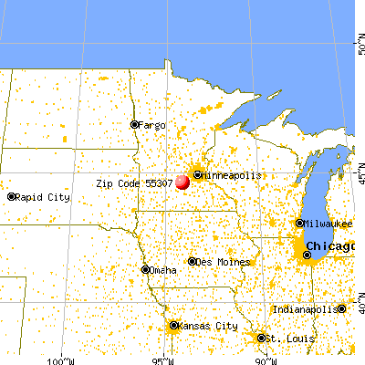 Arlington, MN (55307) map from a distance