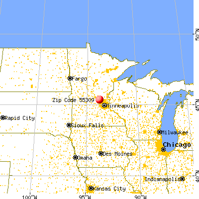 Big Lake, MN (55309) map from a distance