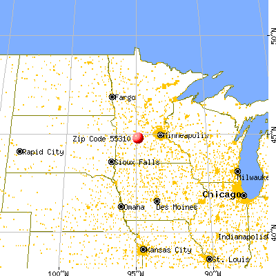 Bird Island, MN (55310) map from a distance