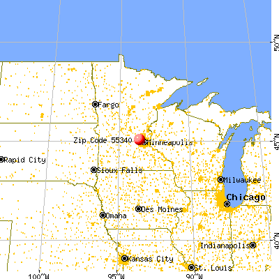 Corcoran, MN (55340) map from a distance