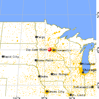 Howard Lake, MN (55349) map from a distance