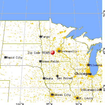 Stewart, MN (55385) map from a distance