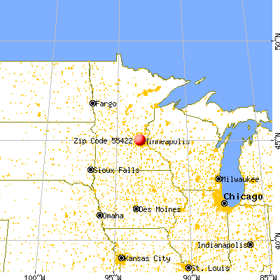 Golden Valley, MN (55422) map from a distance