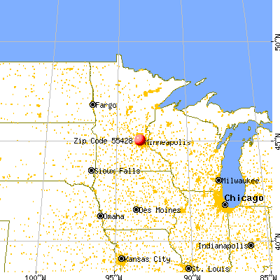 Brooklyn Park, MN (55428) map from a distance