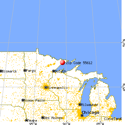 Lutsen, MN (55612) map from a distance
